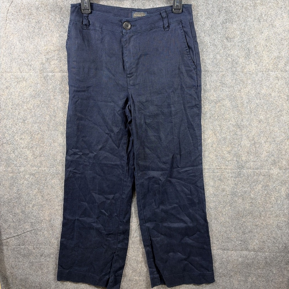 Pendleton Slacks Pants Women's Size 4 Navy Blue Side‎ Zip Style 29685